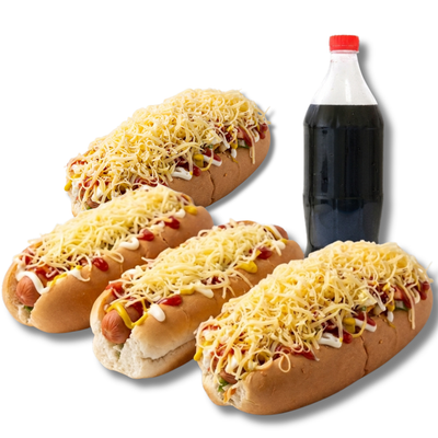 Promo 4 Perros Especiales más refresco
